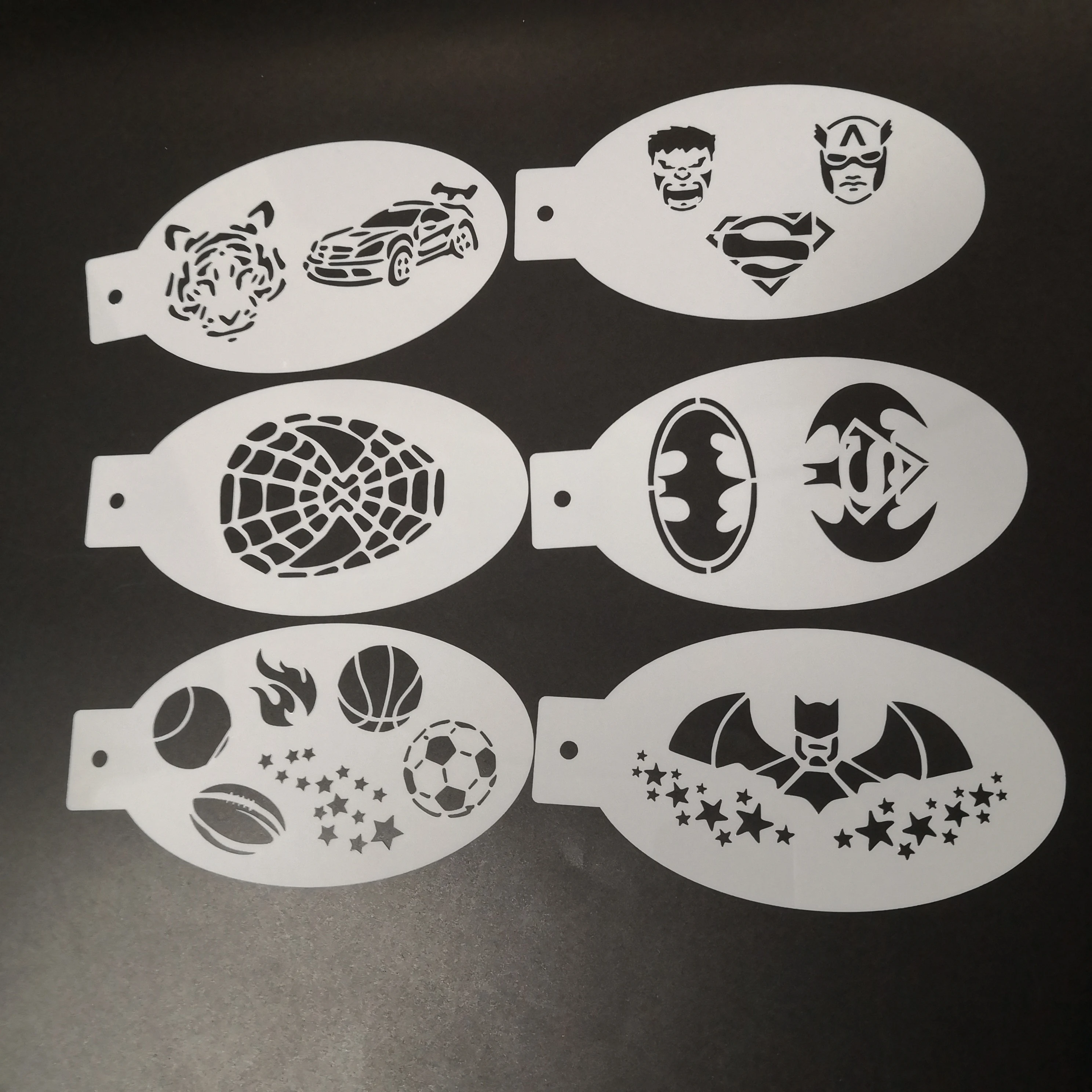 6 шт. трафареты для рисования тела, искусство лица, Хэллоуин, вечеринка, сделай сам, штампы для макияжа, временные татуировки, многоразовые трафареты, пластик