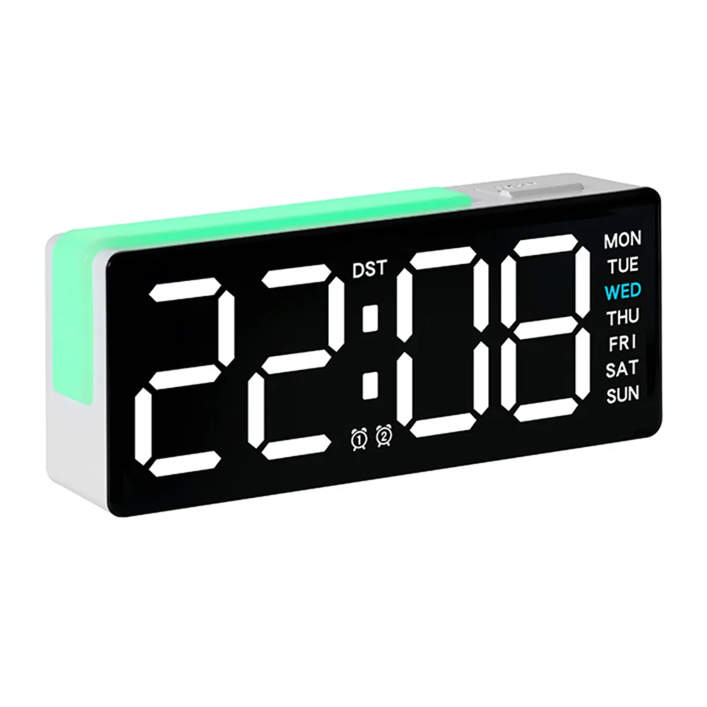 Date Time Display LED Digital Clock Wall Mountable Loop Display Time Date Temp Digital Clock Black white Bedroom