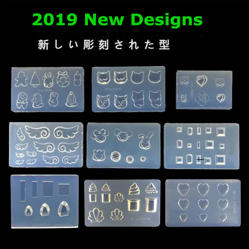 AI46-84 Rectangular Shape Appearance 3d Carving Silicone Nail Mold DIY Manicure Decoration Nailart Tools3d