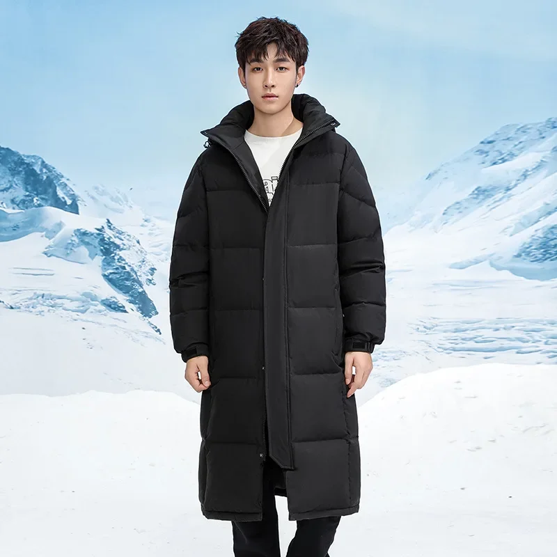 New Winter Unisex Couple Long Duck Down Coats Men Hooded Casual Thicker Warm Down Jackets Quality Man Long Winter Coats S-4XL