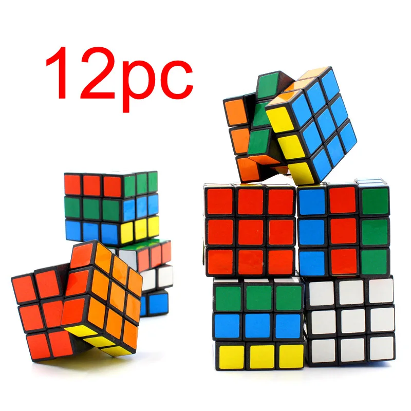 12pc criança cubos mágicos 3cm torção quebra-cabeça velocidade clássico brinquedos de plástico aprendizagem educação para crianças enigma b1082