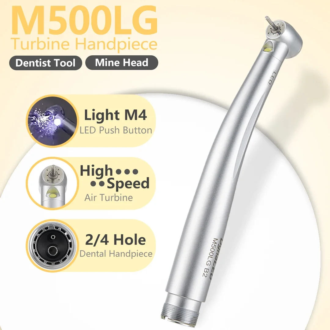 Dental LED High Speed Handpiece Standard Head Push Button Four Water Spray E-generator Air Turbine 2/4 Holes Dentist Instrument