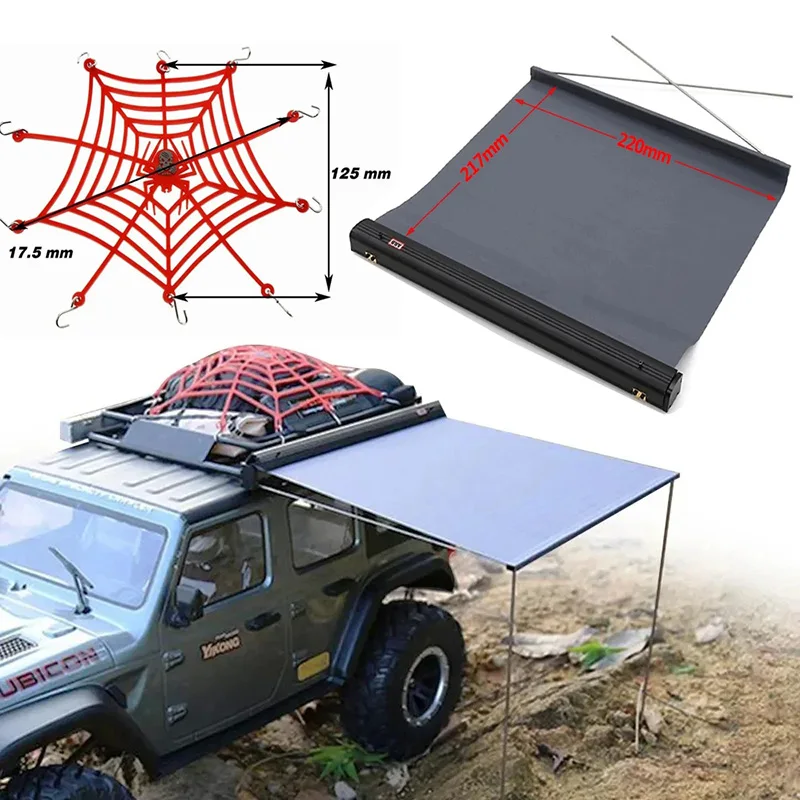 Simulation Rooftop Tent Side Awning Luggage Roof Rack Net For 1/10 1/8 RC Crawler Car Traxxas TRX4 SCX10 TAMIYA ARRMA D90