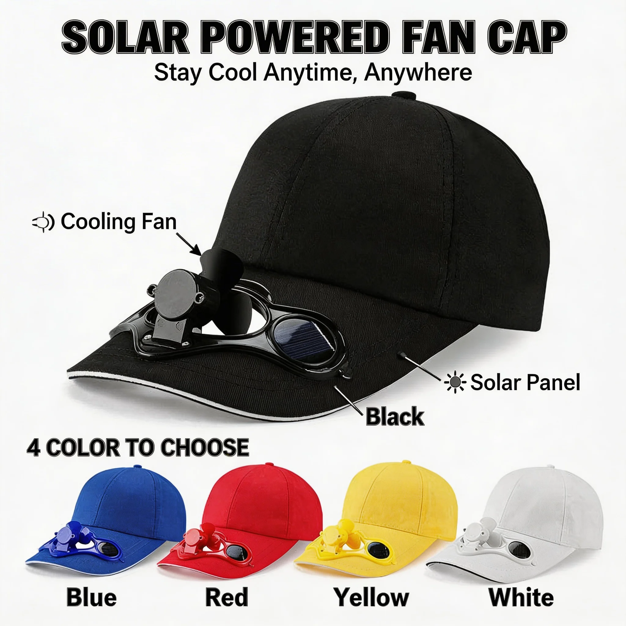 Gorra con ventilador solar protección UV