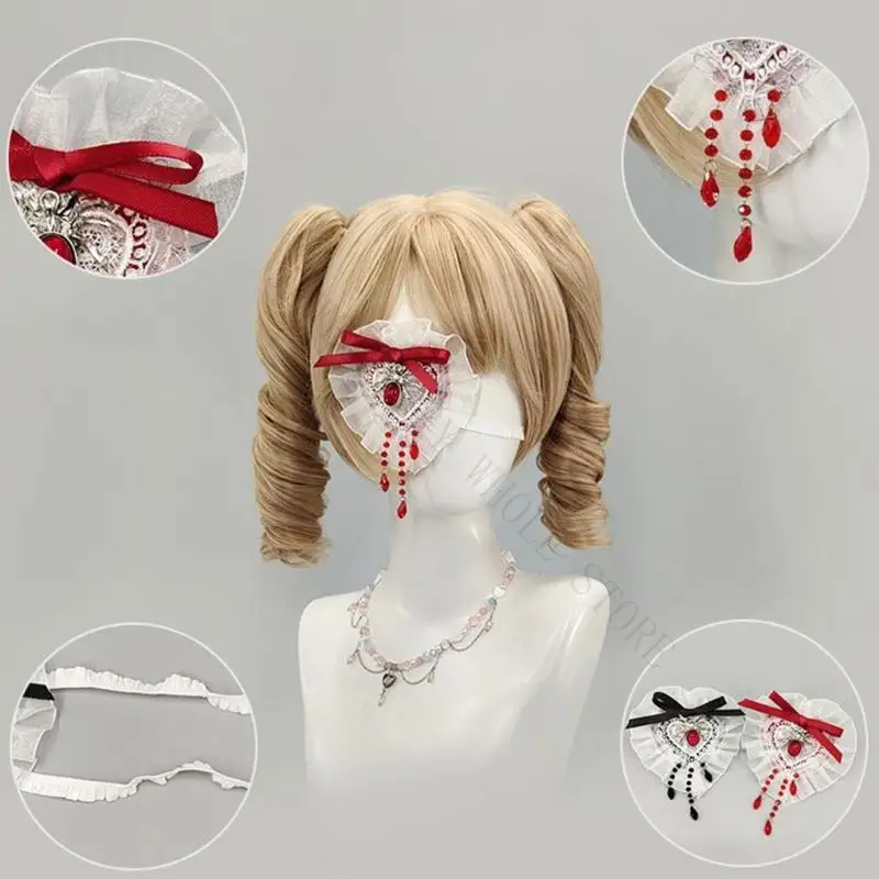 R7UF Halloween Themed Outfit Eye Cover Accessory with Lace Trim for Convention Looks