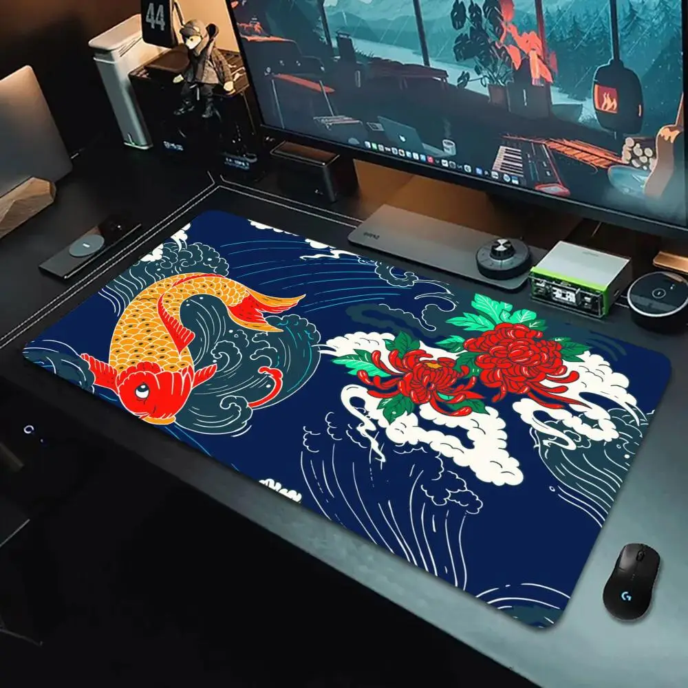 

Japan Koi Fish Mouse Pad Large Xxl Carpet Mouse Mats Gamer Rug Desk Accessories Computer TablePads Extended Office Long Mousepad