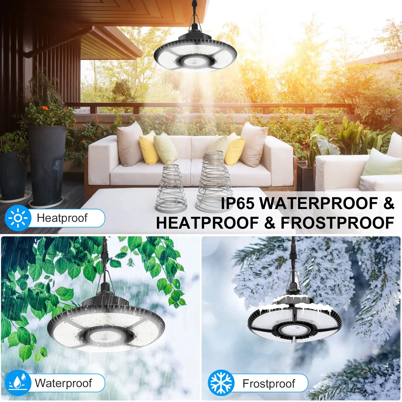 Solar Shed Light Upgrade Double Head 1000LM Indoor Dimmable 272LED Solar Chandelier Pendant Lights for Garage Gazebo Home Lamp