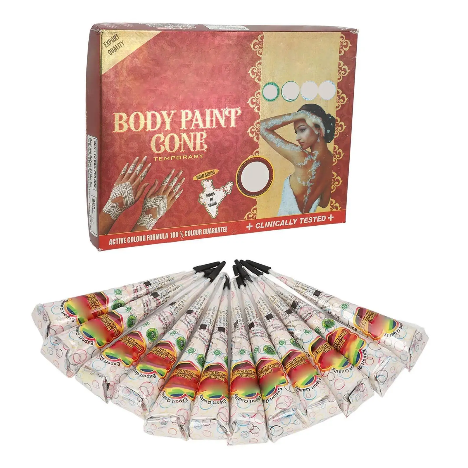 Waterproof Temporary Tattoo Paste Cone - Fast-Drying, Sweat-Proof & Washable for salon Artists