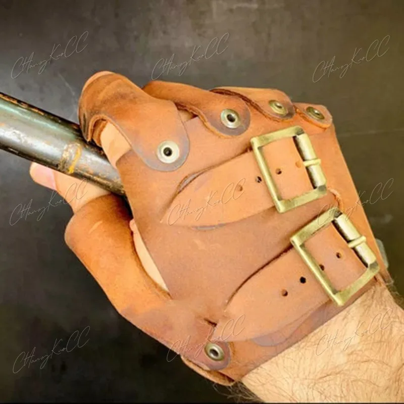 Mittelalter liche Wikinger Pirat Floki Leder handschuh Ritter Samurai Arm Rüstung Larp Kostüm Steampunk Zubehör finger losen Fäustling Männer Frauen