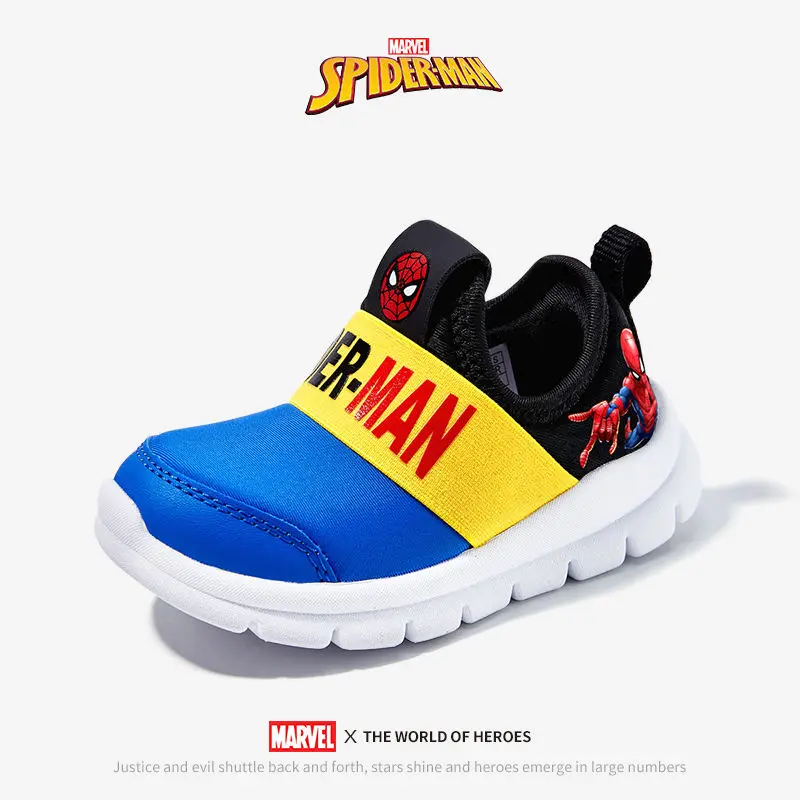 Marvel Cartoon Figure Spider-Man Baby Boys Shoes 2023 autunno nuove scarpe sportive suola morbida One Pedal Cute Casual Running Shoes