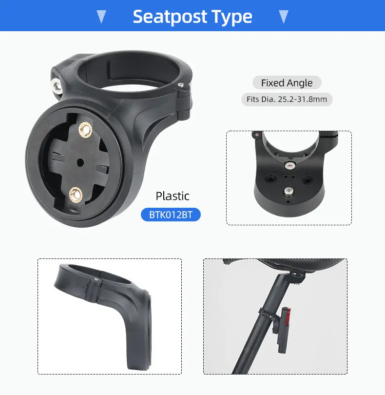 Radarlicht-Ständerhalterung für Bryton Gardian R300L Fahrrad-Rückleuchte, Sattelschiene, Sattelstützenhalterung, passend für Gopro-Kamera-Adapter – Detail 6