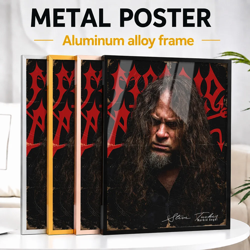 Steve Tucker Morbid Angel Portrait Metal Poster With Aluminum Alloy Frame Personalized Photographic Wall Art For Record Room
