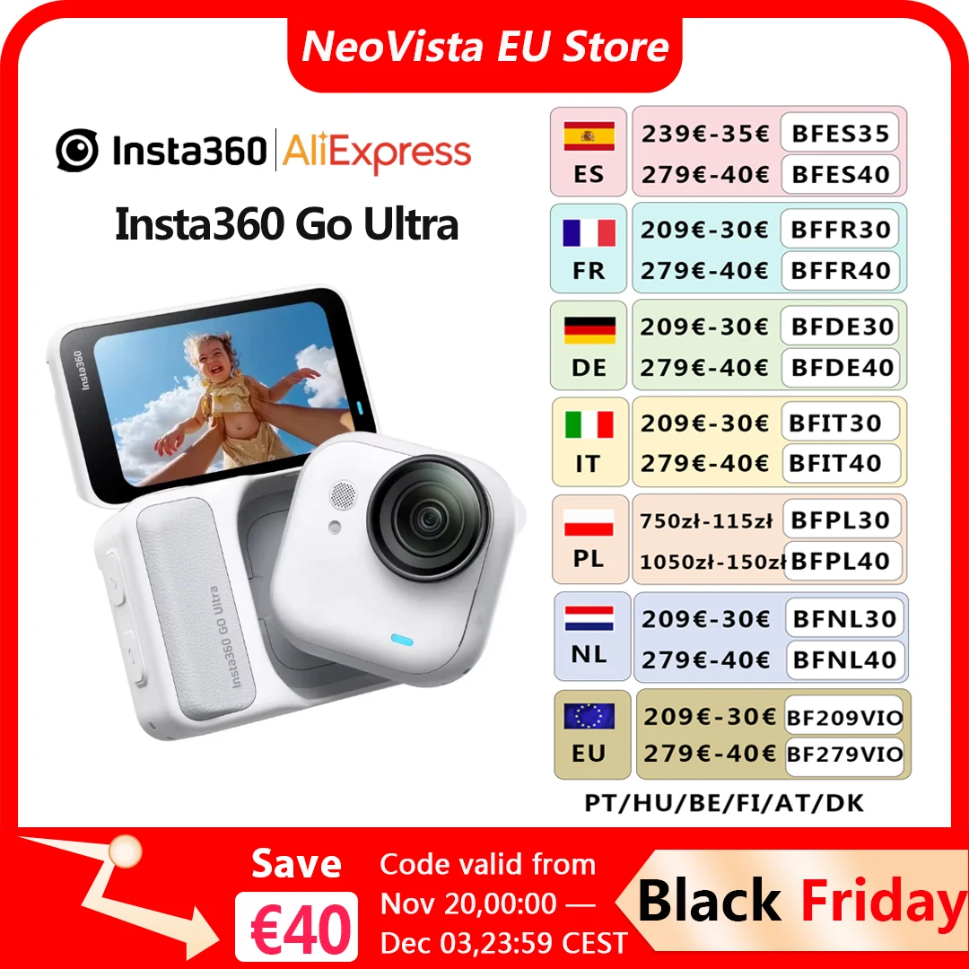 Immagine di Insta360 GO Ultra Action Camera 4K 60fps Leggero POV Vivavoce Ultra-HD Stabilizzazione dei flussostati magnetici Insta 360 GO Ultra