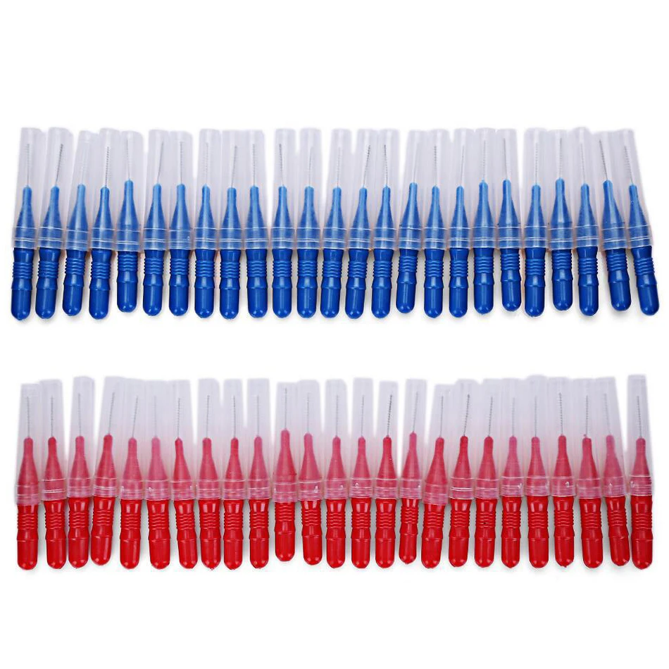 100pcs/pack Push-Pull Interdental Brush Gum Interdental Brush Orthodontic Wire Brush Toothbrush Toothpick