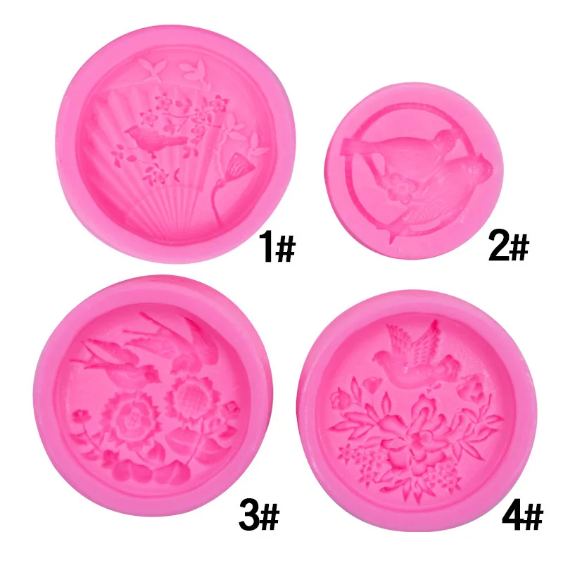 Chinese Style Wedding Blessing Peony Pigeon Festive Dress Up Fondant Silicone Mold Cake Decoration Clay Mould 17-647