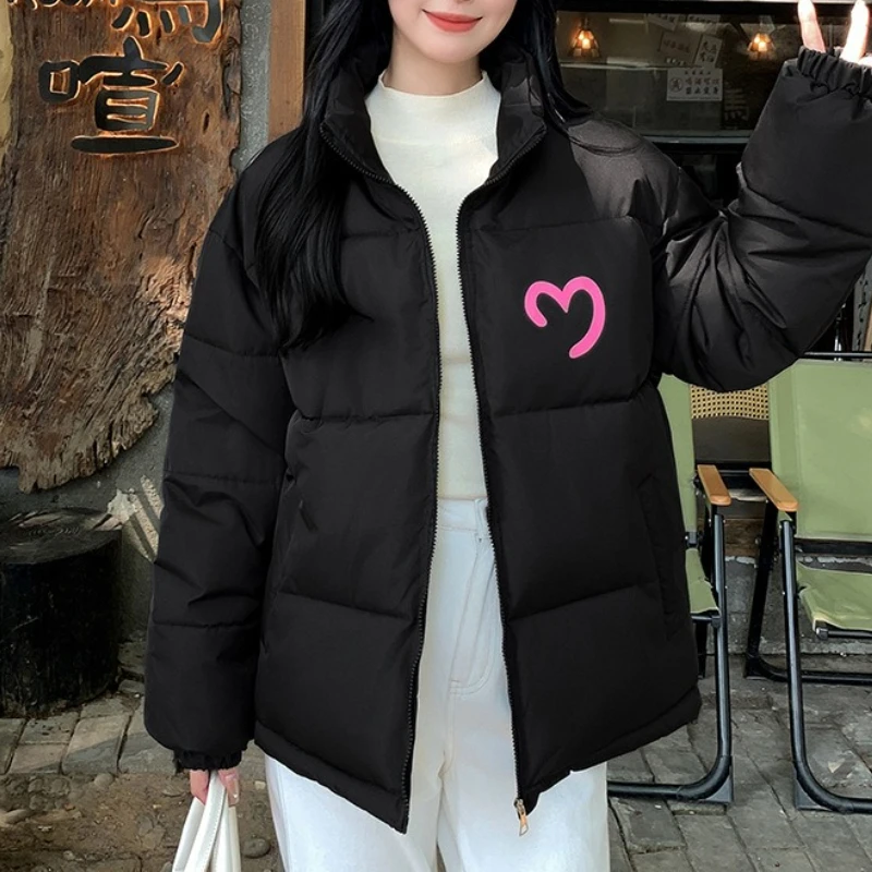 

Новая хлопковая куртка со стоячим воротником, свободный женский универсальный зимний толстый топ