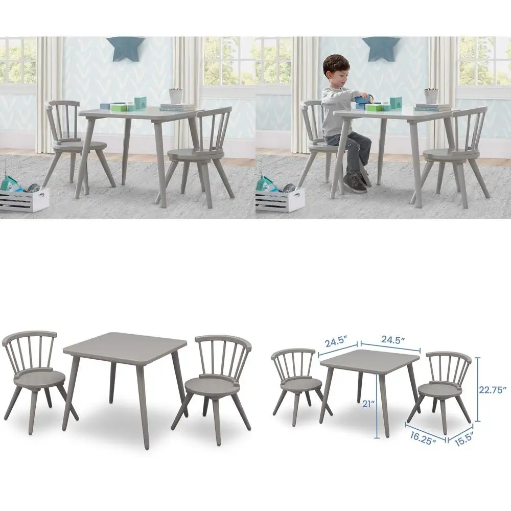 

Деревянный стол и стулья для детей — идеально подходят для занятий творчеством, перекусов, выполнения домашних заданий и многого другого, сертифицированы Greenguard Gold, серый цвет