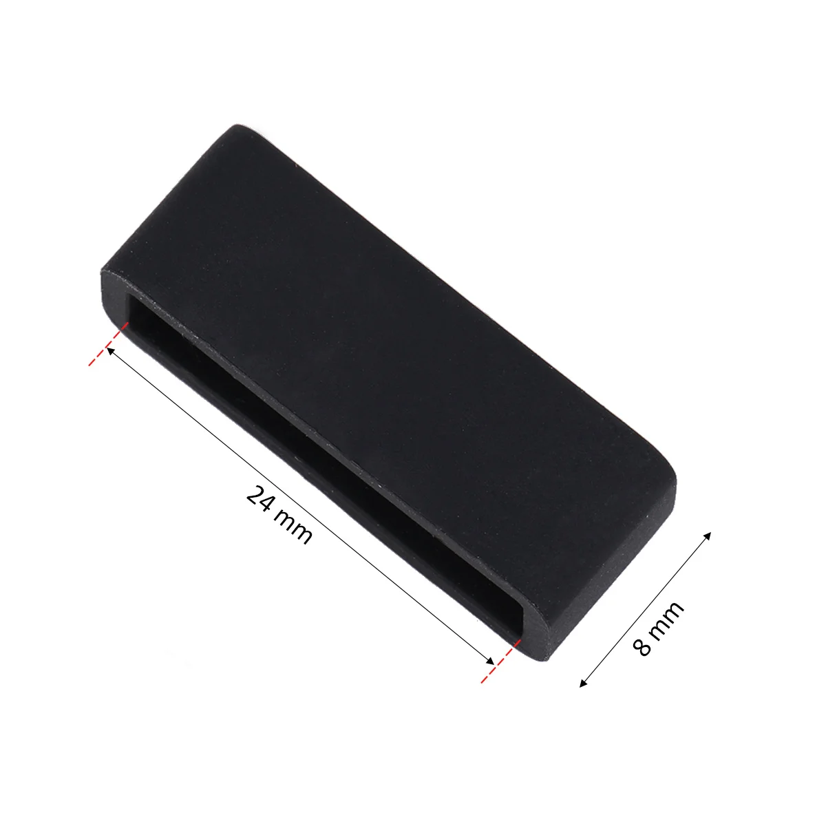 8 قطع من مشابك حزام الساعة، حلقة سيليكون مطلية كهربائيًا، مشبك للساعة بتشطيب ناعم وخفيف الوزن وتصميم بسيط، 24 ملم، أسود وأبيض