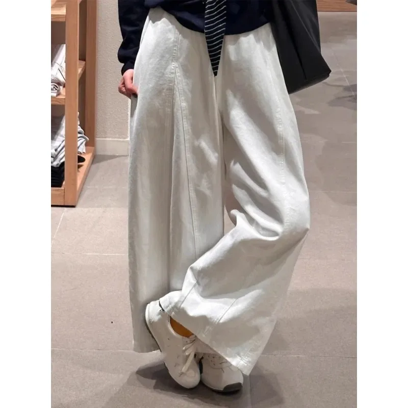 Women High Waist Wide Leg Pants Oversized Solid Color Loose Straight Trousers Korean Style Daily Casual Large Size Ladies Pants