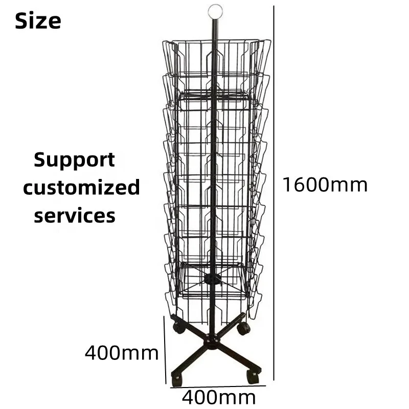Custom Modern for Floor Standing Comic Note Book Magazine Greeting Gift Card Postcard CD Metal Wire Display Rack Stand