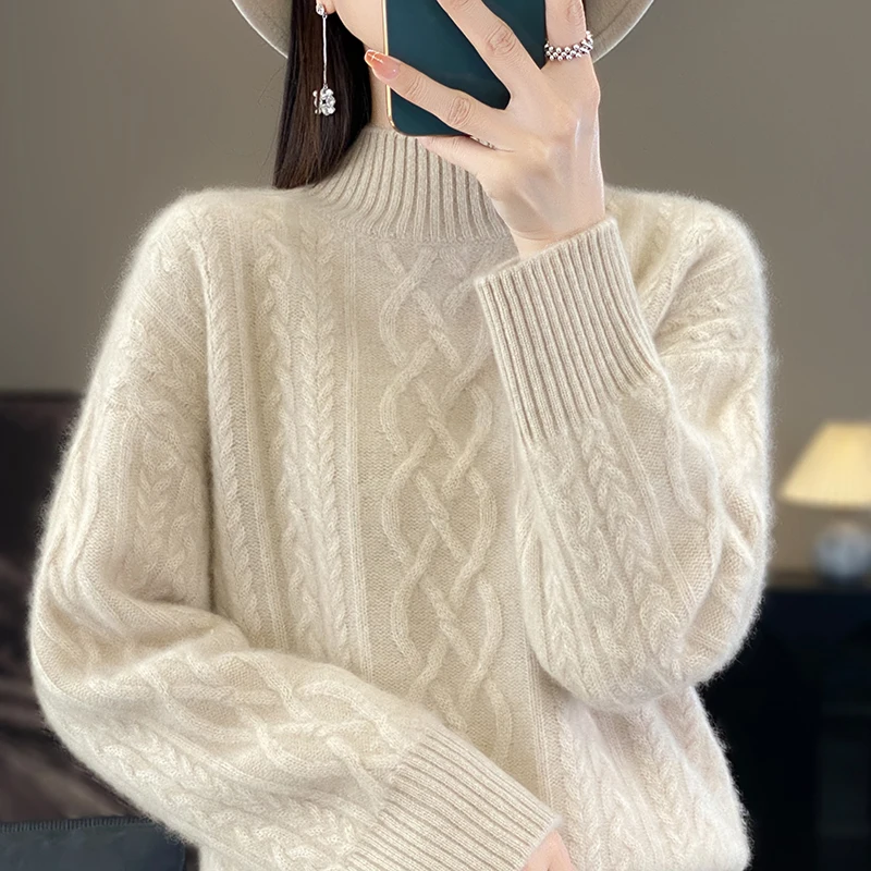 

Autumn/Winter 2024 New Half Turtleneck 100% Pure Cashmere Sweater Women's Pullover Commuter Long Sleeve Warm Cashmere Sweater