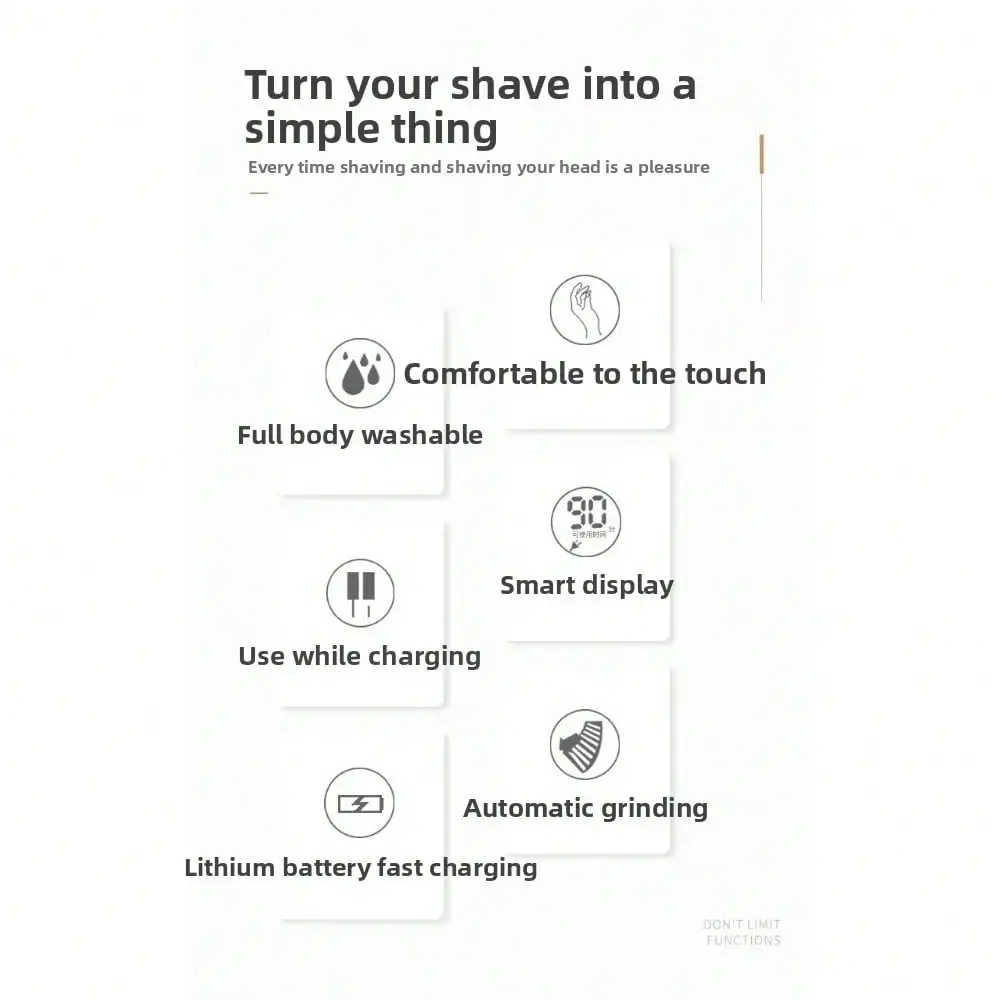 Five-Knife-Headed Bald Artifact, Full-Body Water-Washed Electric Razor, Self-Scraping To Remove Hand Residues, Quick Shaving Without Stubble, For Men