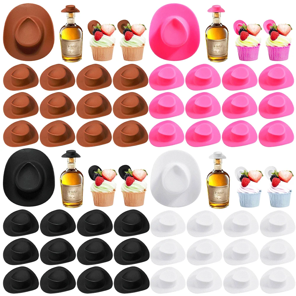 5/10/20/30/40/50pc Mini Cowboy Hat Plastic Cowgirl Cute Doll Hat Western Wedding Birthday Party Supplies Accessories Cake Topper