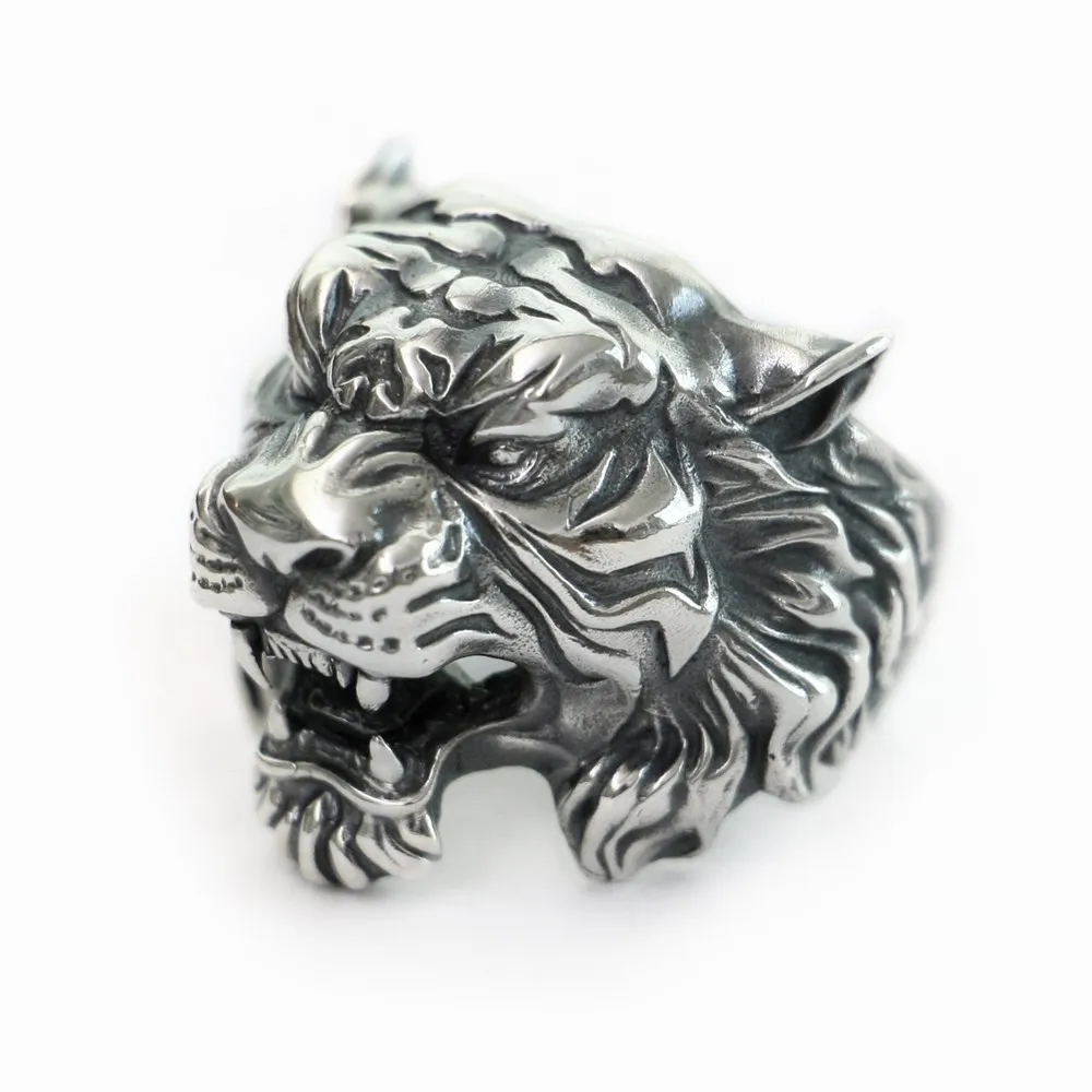 925 Sterling Silver Details Tiger Ring Mens Punk Jewelry TA130 US Size 7~15 BZ