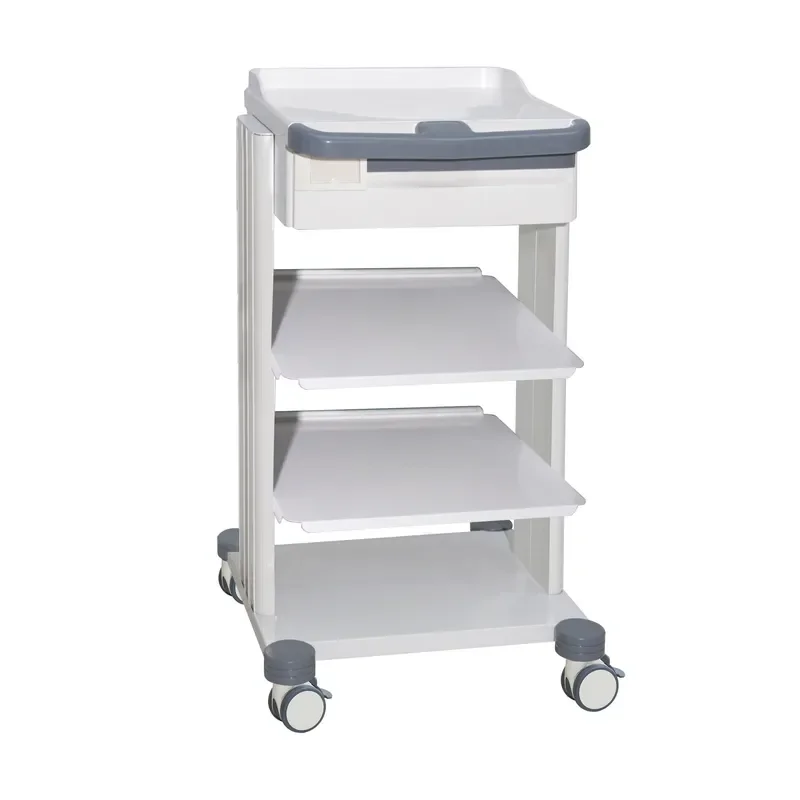 Modern ABS Medical Trolley Four Tier Mobile Nurse Cart Lightweight Multi Functional Hospital Clinic Equipment Customizable