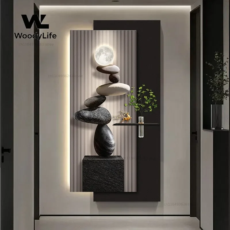 Entrance Decorative Painting, Green Plants, Entering The House with Lights, Facing The Door, Wall Painting Means Good Painting