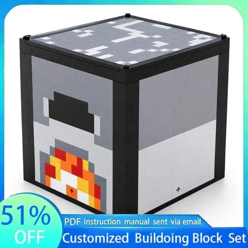 1132Parts MOC Furnace Building Blocks Game Scene Model Creative Cube World DIY Assembly Toy Education Collection Display Gifts