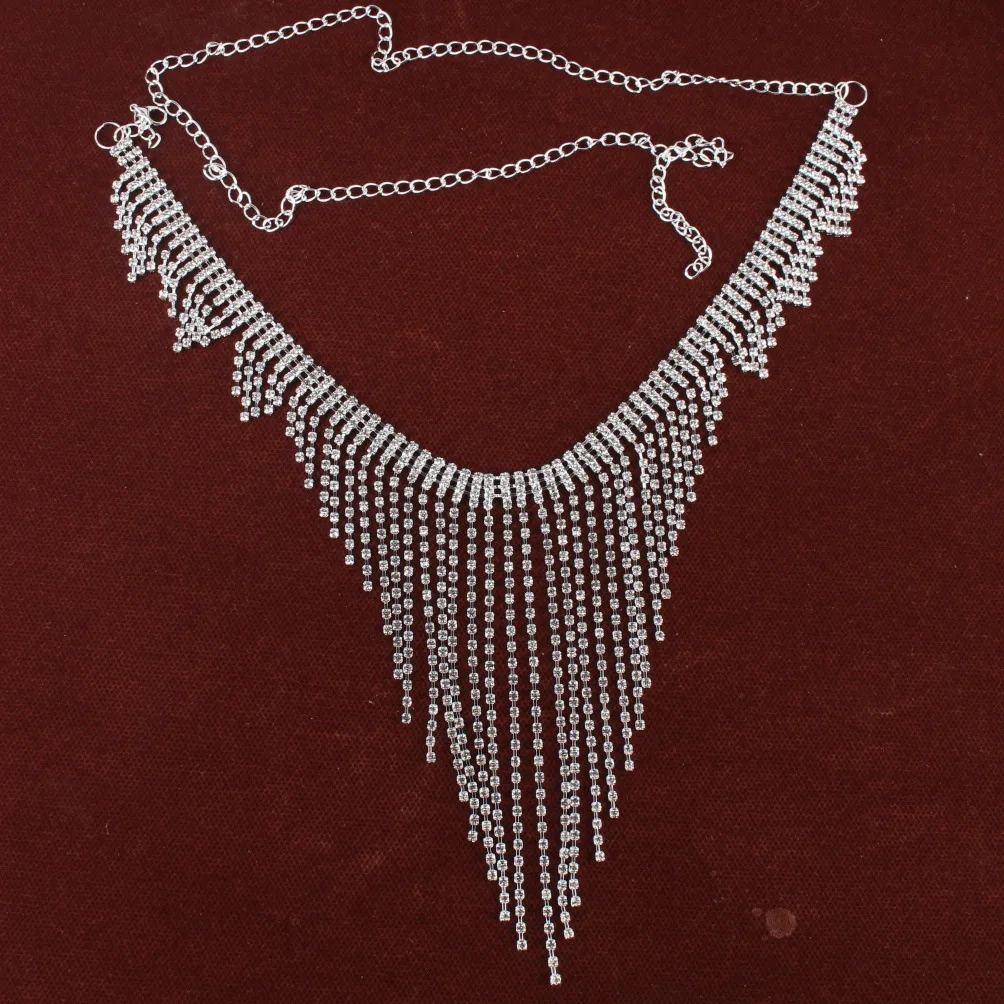 유럽과 미국의 다층 흐름 빗 라인 석 허리 체인 쥬얼리 여성 비키니 바디 체인 섹시한 소원