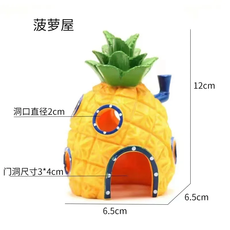 SpongeBob Fish Tank Decoration Pineapple House Ornament Squidward Cartoon Anime Aquarium Decoration Craft Landscape Ornaments