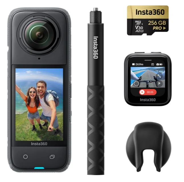 Insta360-Camara De Accion Impermeable X4-8K, Vídeo Gran Angular 4K, Protectores De Lentes Extraibles, Duracion De 360 Min