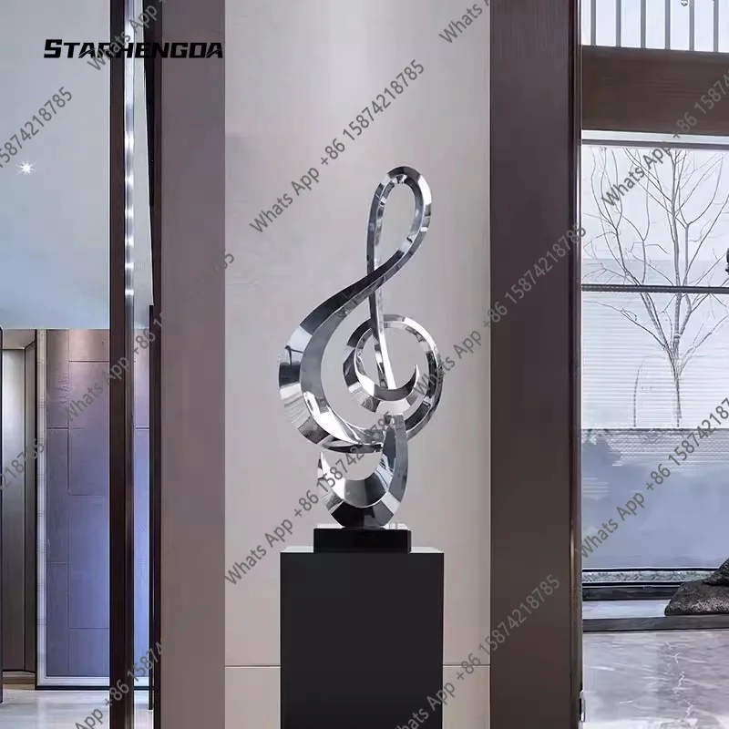 C Stainless Steel Treble Symbol Hotel Model Room, Living Room, Art Sculpture, Floor, Corridor, Modern, Simple Decoration