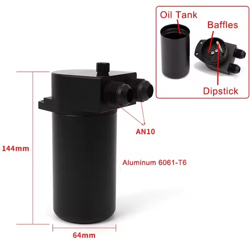 Aluminum Oil Dipstick Hole Breathable Kettle For EA113 MK6 Golf R Audi A3 Car Baffled Oil Catch Can Reservoir Tank BB-OCC-001