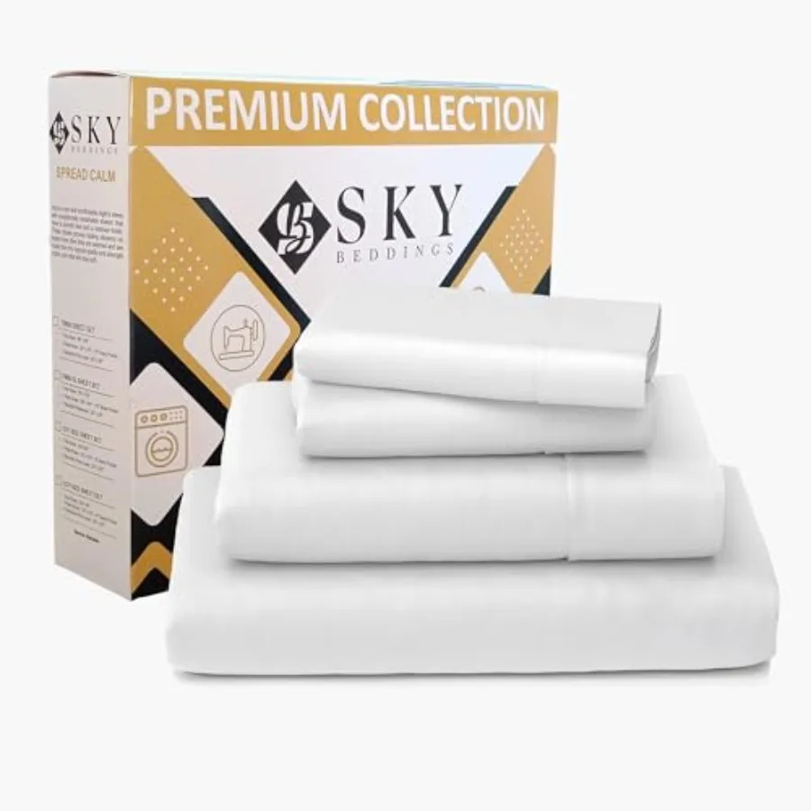 

Комплект из 4-х простыней King Size из 100% хлопка с раздельным верхом - 400 нитей, сатиновое переплетение, для регулируемых кроватей с высотой 15 дюймов