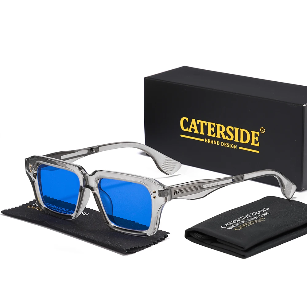 

CATERSIDE Retro Square Metal Men Sunglasses Fashion Polarized Women Sun Glasses Outdoor Travel Driving Decorative Glasses UV400