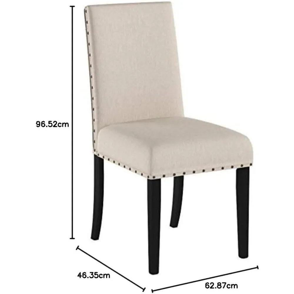 Fabric Dining Chairs with Nailhead Trim, Set of 2, Suitable for Dining Room