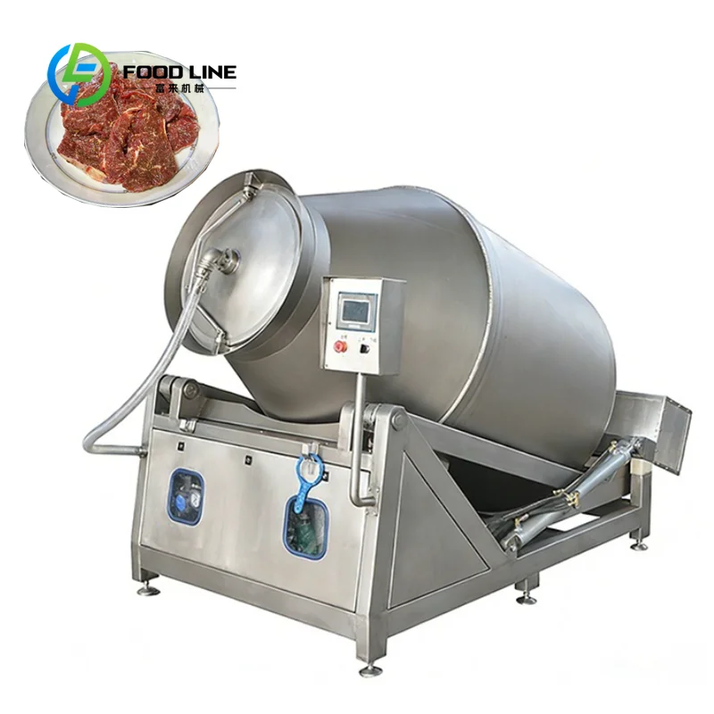 Customized vacuum tumbler meat curing drum industrial stainless steel hydraulic for poultry chicken wing fish seafood pickling