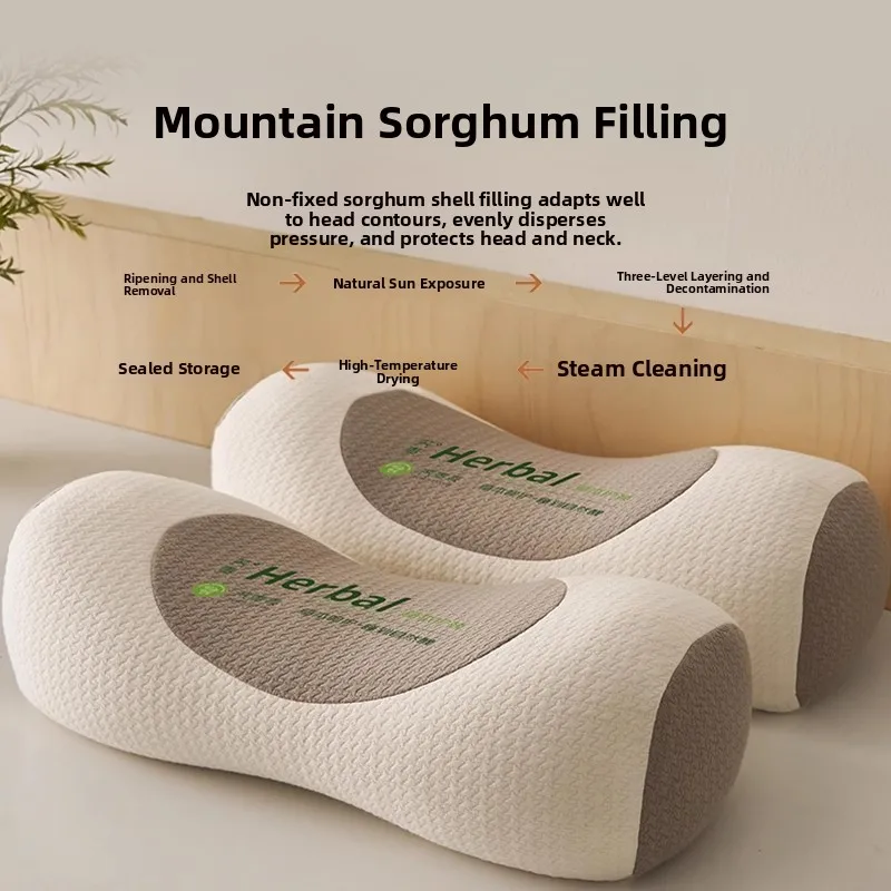 

Cylindrical Buwheat Hulls Ne Support Pillow for Sp Adult Spinal Traction Bedding Cuion Core Pair Handmade Knitted