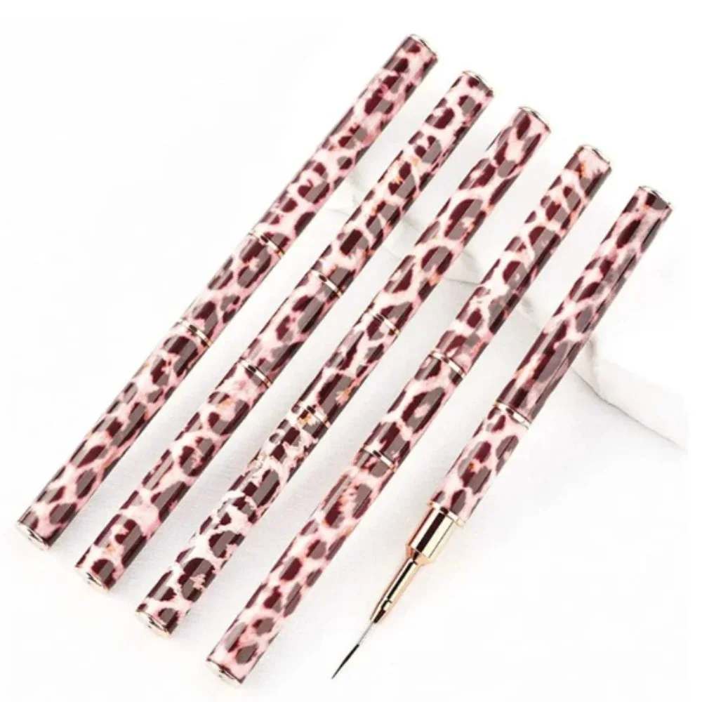 Doppia testa stampa leopardo acrilico francese striscia disegno pittura penna nail art fodera pennelli gel smalto nail art strumenti per manicure