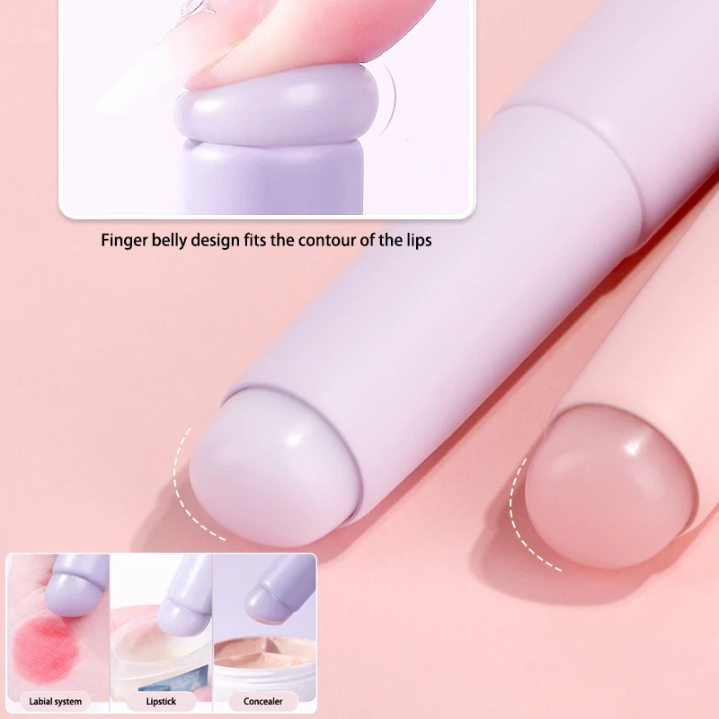 Pincel de silicona portátil con cubierta, brochas correctoras en ángulo, bálsamo labial, brillo de labios, brochas correctoras de cabeza redonda, brochas de maquillaje