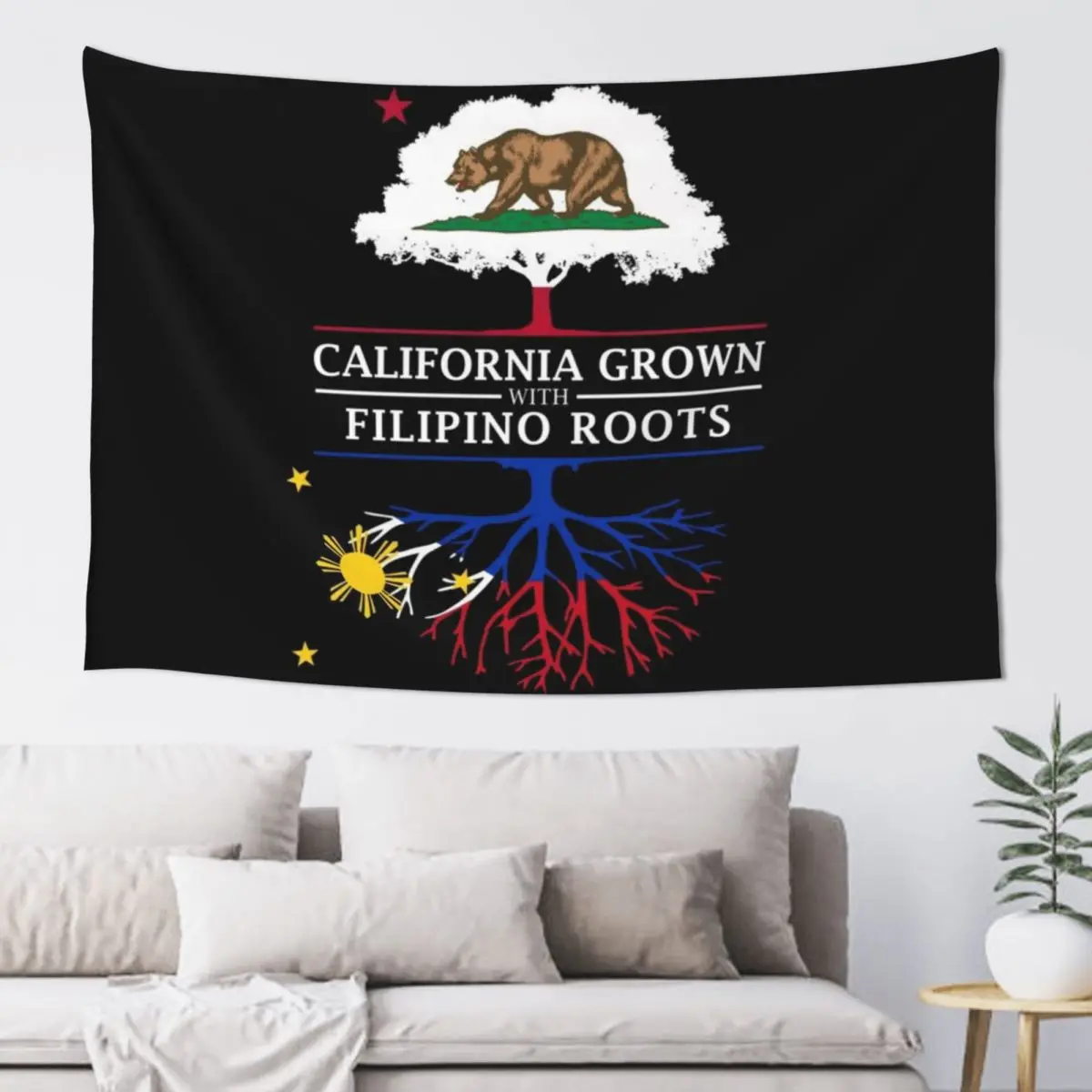 

California Grown with Filipino Roots Tapestry Wall Carpet Decor For Bedroom Aesthetics For Room Tapestry