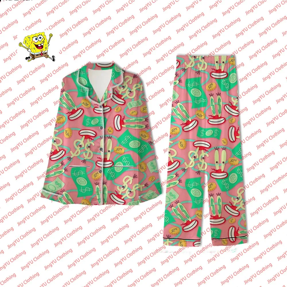 Casual home pajamas couple style fashionable and comfortable SpongeBob cartoon pajamas 2024 summer new cute pajamas set