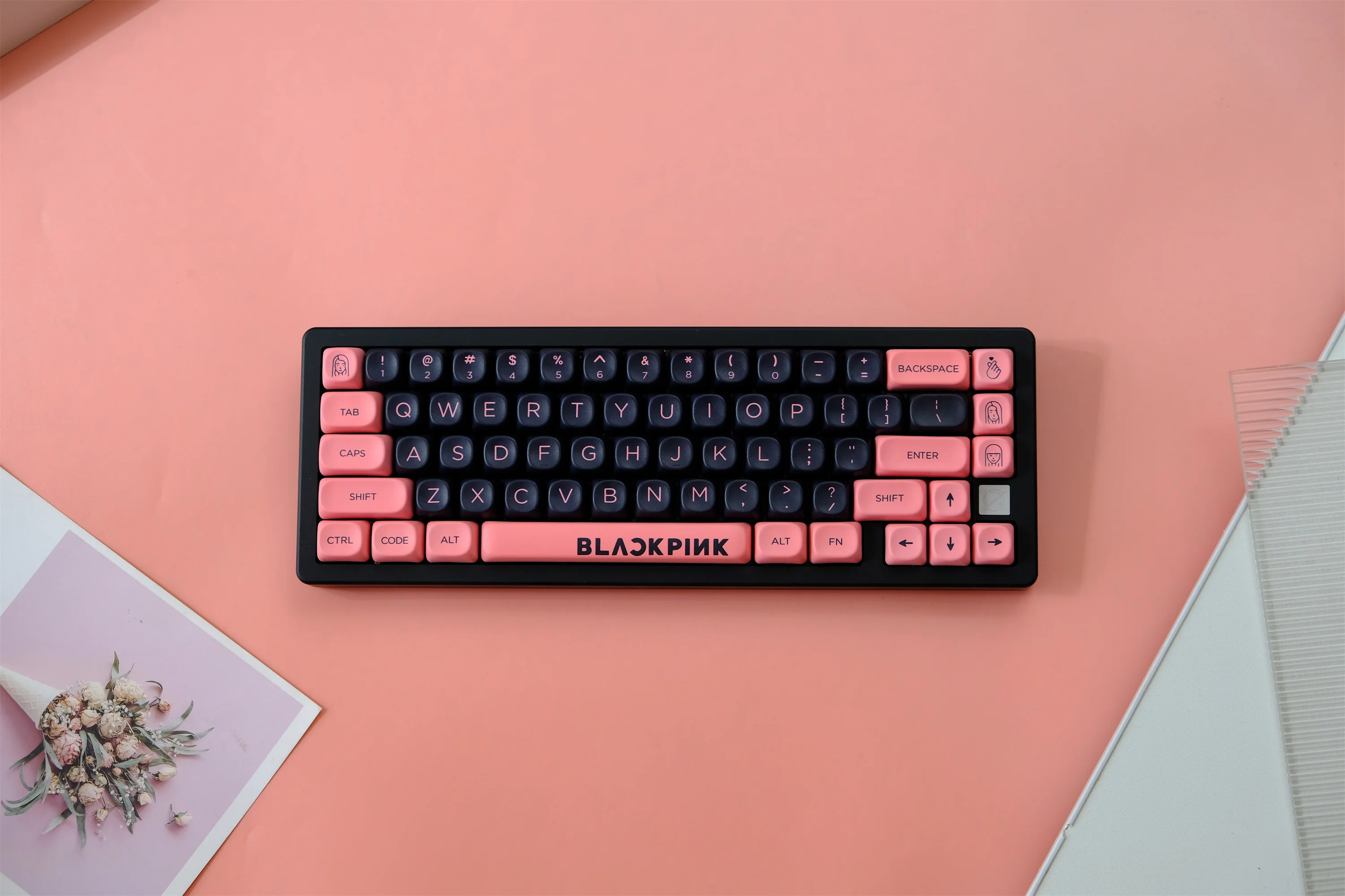 

Black Pink 132 Keys Keycaps Set PBT Material MOA Profile DYE-SUB Wooting Personalized For CHERRY MX Switch Mechanical Keyboard