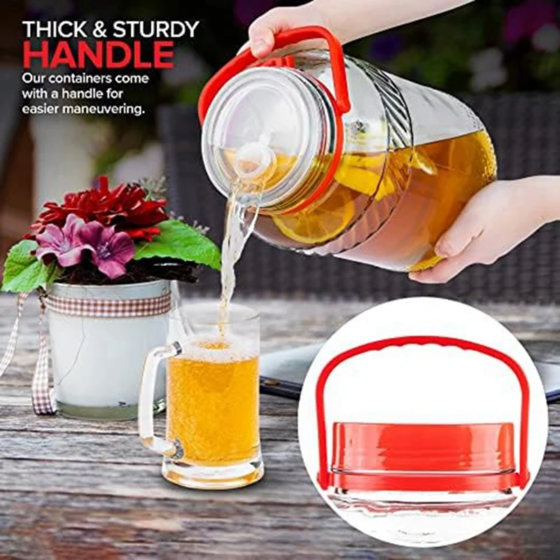 1 Gallon Glass Jar With Lid (2 Pack) 128 Oz Large Mason Jars Wide Mouth For Sun Tea, Big Kombucha Jugs Easy To Use