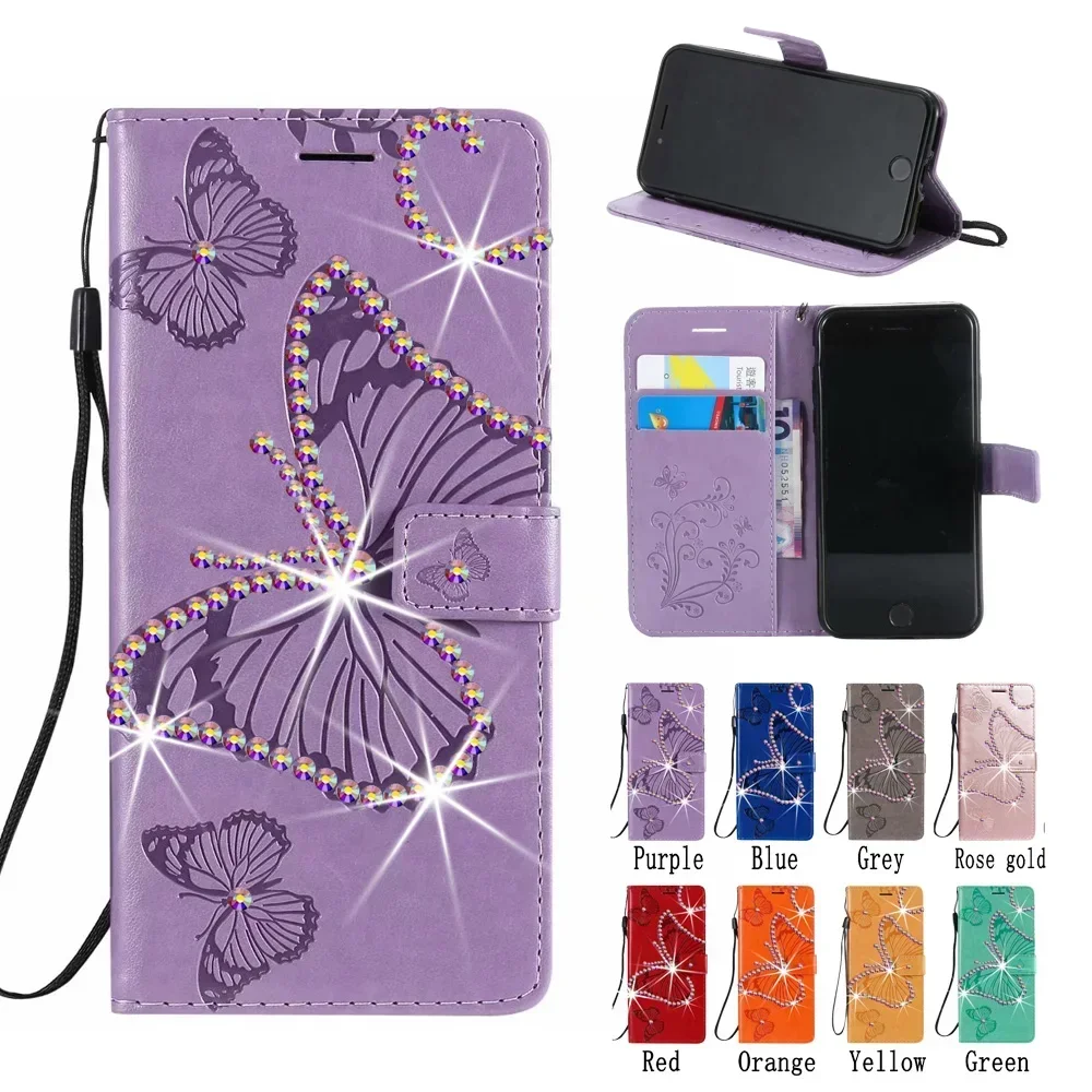 

Чехол для Samsung Galaxy S25 Edge S24 S23 S22 Pro S30 S21 S20 Plus Ultra S20 FE Lite Card Wallet Butterfly Чехол для телефона Coque