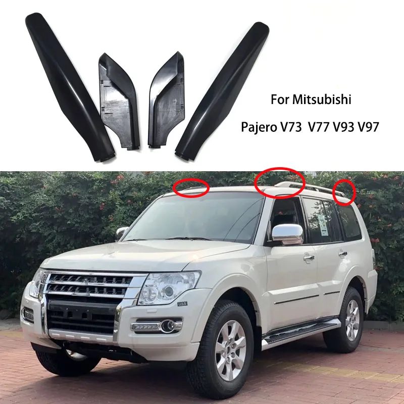 Suitable for Mitsubishi Pajero V97, V93, V73, V77 (2007 - 2018) Montaro Shogun roof luggage rack guide rail end protection cover