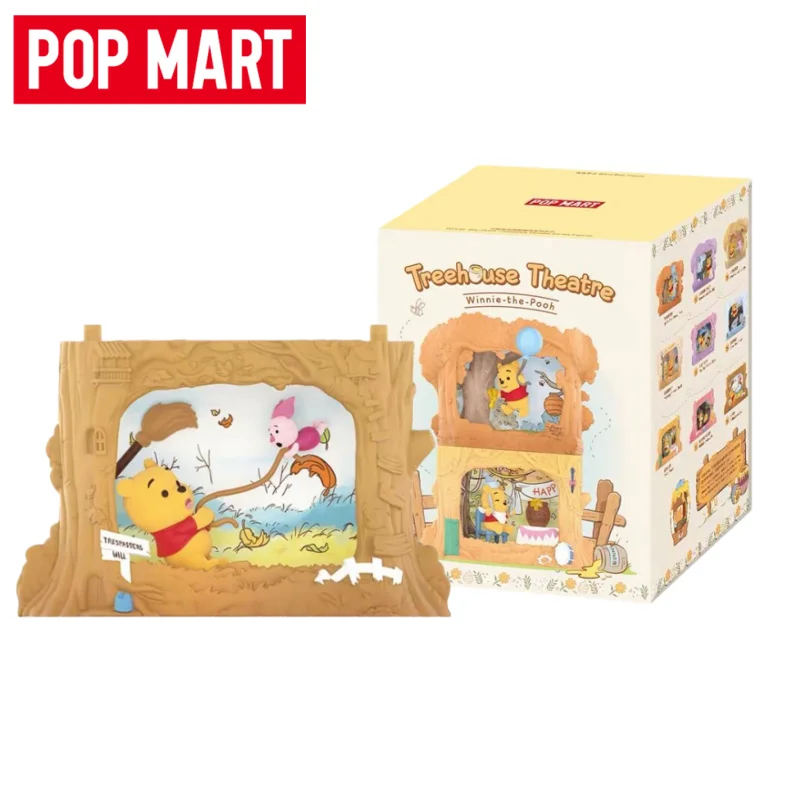 New POP MART Winnie The Pooh Tree House Theater Series Blind Box Cartoon Anime Figure Desktop Decoration Model Toy Birthday Gift